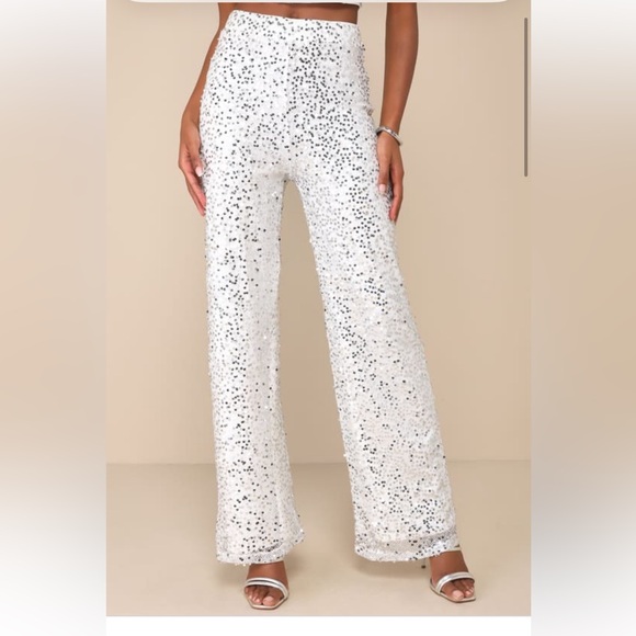 Lulus Sparkling Image White Sequin Two-piece Jumpsuit - Size M - Picture 5 of 6